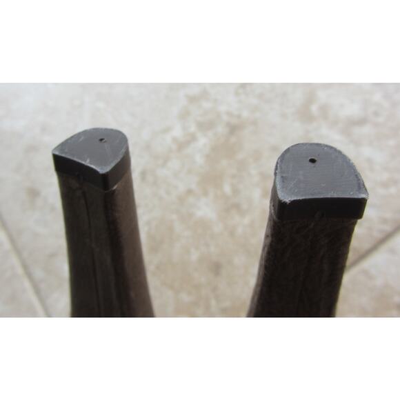 TRUE RELIGION "Amy" Brown Leather Peep Toe Wooden Platform Heels Size 6 - Picture 7 of 7